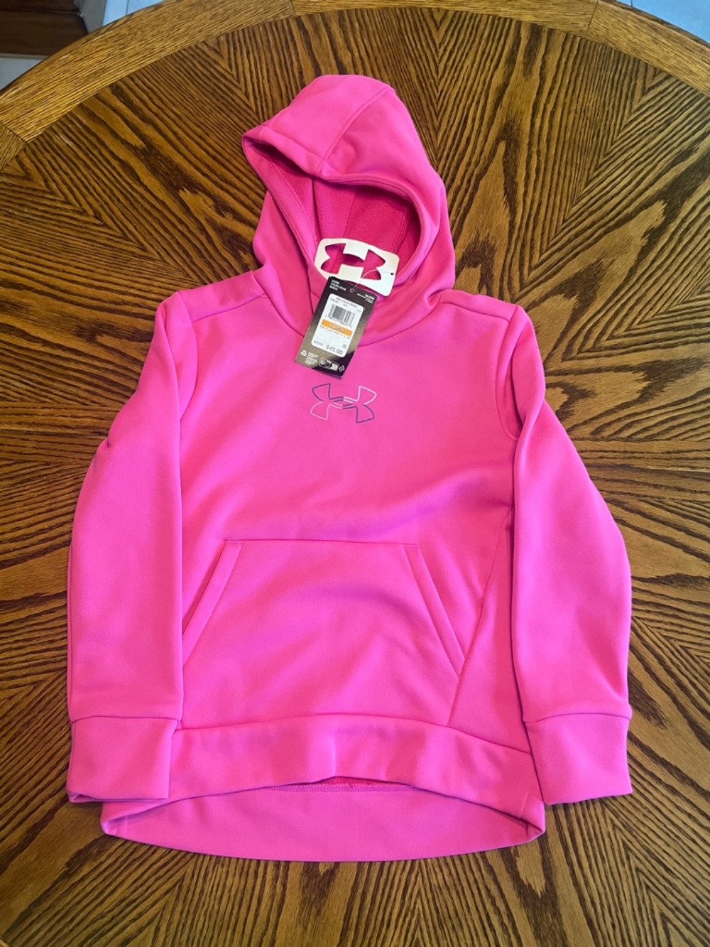 NWT Under Armour Girls' Bright Pink Pullover Hoodie Size Small